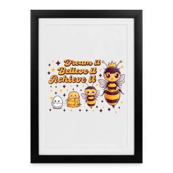 Queen Bee Girl Motivation School Dream - Framed poster (27 × 37 cm) - black - Front