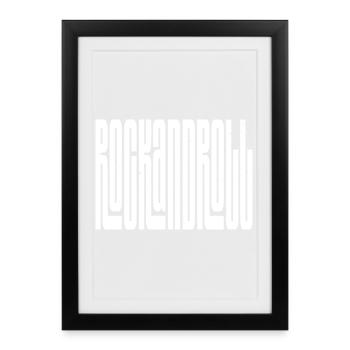 Design de logo Rock and Roll audacieux - Affiche encadrée (27 × 37 cm) - noir - Devant