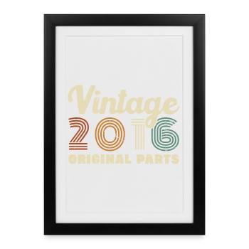 2016 Vintage Retro Geburtstagsgeschenk - Gerahmtes Poster (27 × 37 cm) - Schwarz - Vorne