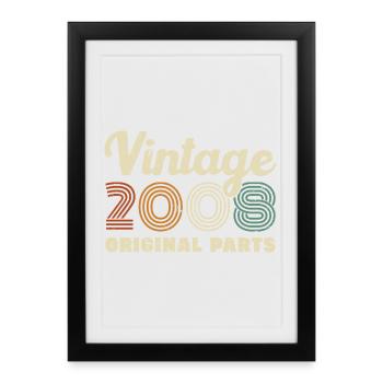 2008 Vintage Rétro Cadeau d’anniversaire - Affiche encadrée (27 × 37 cm) - noir - Devant