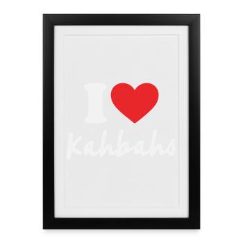 J’adore Kahbahs Heart Design Arabic Fun - Affiche encadrée (27 × 37 cm) - noir - Devant