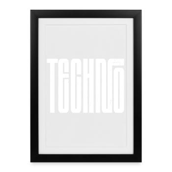 Techno Bold Retro Typography - Framed poster (27 × 37 cm) - black - Front