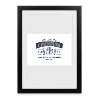 Blague de Sur-Thinking Champion Fitness - Affiche encadrée (27 × 37 cm) - noir - Devant