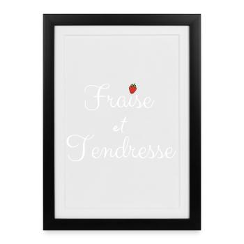Fraise et Tendresse - Affiche encadrée (27 × 37 cm) - noir - Devant