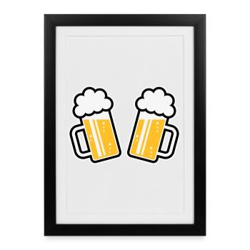 2 beer mugs Cheers, cheers! (Beer Mugs 3C) - Framed poster (27 × 37 cm) - black - Front