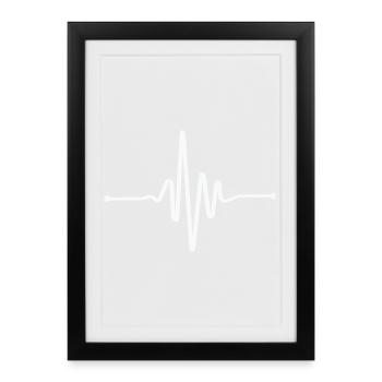 Heartbeat Line Motif Frequency - Framed poster (27 × 37 cm) - black - Front