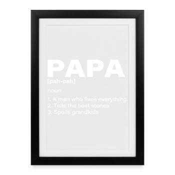 Papa Définition Drôle Grand-père Cadeau Humour Familial - Affiche encadrée (27 × 37 cm) - noir - Devant