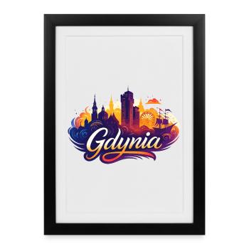 Gdynia Poland Polska White Port City Gift - Framed poster (27 × 37 cm) - black - Front
