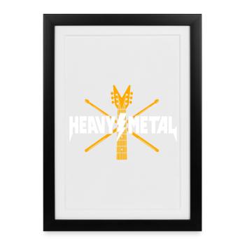 Heavy Metal Guitar Logo - Framed poster (27 × 37 cm) - black - Front