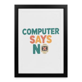 Rétro Computer dit non - Affiche encadrée (27 × 37 cm) - noir - Devant