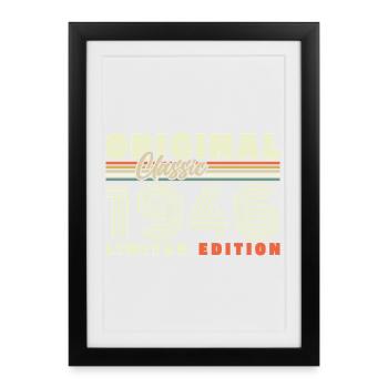 1946 Vintage Rétro Cadeau D'anniversaire - Affiche encadrée (27 × 37 cm) - noir - Devant