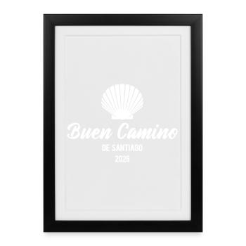 Buen Camino 2026 | Way of St. James, Pilgrims, Santiago - Framed poster (27 × 37 cm) - black - Front
