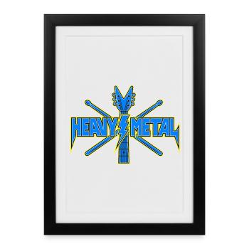 Emblème de guitare Heavy Metal - Affiche encadrée (27 × 37 cm) - noir - Devant