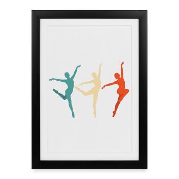 Silhouettes de danse en swing tricolore - Affiche encadrée (27 × 37 cm) - noir - Devant