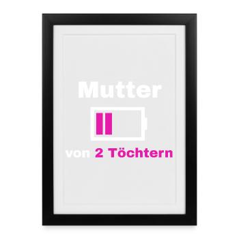 Mère fille disant fierté Maman 2 enfants cadeau - Affiche encadrée (27 × 37 cm) - noir - Devant