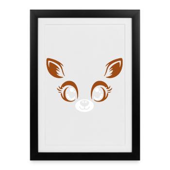 Deer | Big Face Costume Carnival Disguise - Framed poster (27 × 37 cm) - black - Front