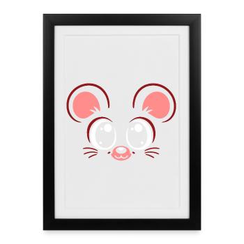 Souris | Déguisement de carnaval en costume de grand visage - Affiche encadrée (27 × 37 cm) - noir - Devant