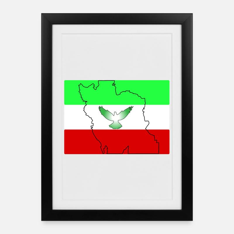 Iran Flagge - Gerahmtes Poster (27 × 37 cm) - Schwarz