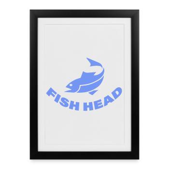 tête de poisson - Affiche encadrée (27 × 37 cm) - noir - Devant