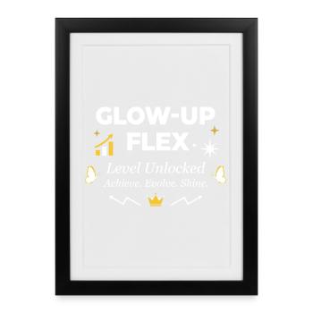Niveau Glow-Up Flex Débloqué Croissance Personnelle - Affiche encadrée (27 × 37 cm) - noir - Devant