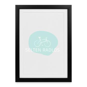 Rarement sans roues – Diction de jeu de mots sur le vélo - Affiche encadrée (27 × 37 cm) - noir - Devant
