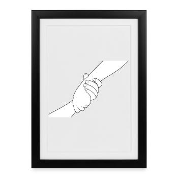 Les Mains de la Connexion - Affiche encadrée (27 × 37 cm) - noir - Devant