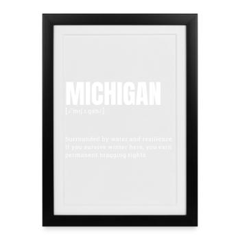 Courage hivernal du Michigan et proximité de l’eau - Affiche encadrée (27 × 37 cm) - noir - Devant