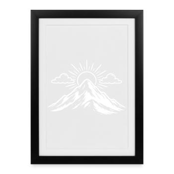 Icône du paysage naturel des montagnes - Affiche encadrée (27 × 37 cm) - noir - Devant