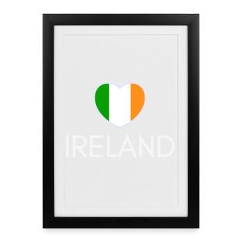 Heart with Irish flag, I love Ireland - Framed poster (27 × 37 cm) - black - Front