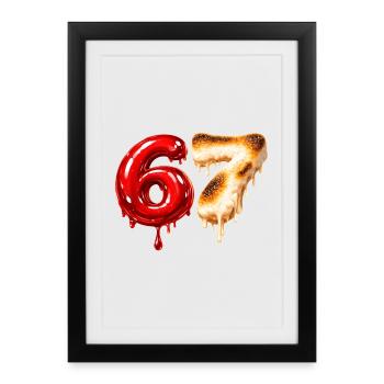 67 - 6 7 - Six Seven Meme - Affiche encadrée (27 × 37 cm) - noir - Devant