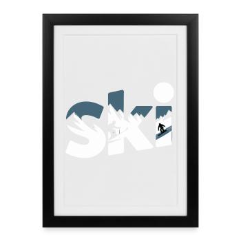 Conception faute de Panorama de la Montagne de Ski - Affiche encadrée (27 × 37 cm) - noir - Devant