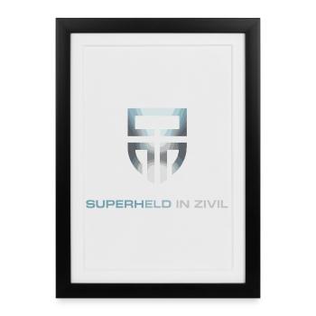 Superheld In Zivil Superhero Superhelden Kostüm - Gerahmtes Poster (27 × 37 cm) - Schwarz - Vorne
