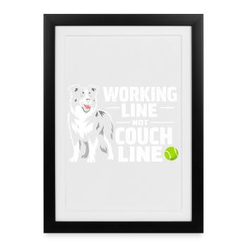 Ligne de travail au lieu de canapé | Border Collie - Affiche encadrée (27 × 37 cm) - noir - Devant
