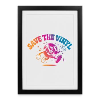 Musique de DJ Save the Vinyl - Affiche encadrée (27 × 37 cm) - noir - Devant