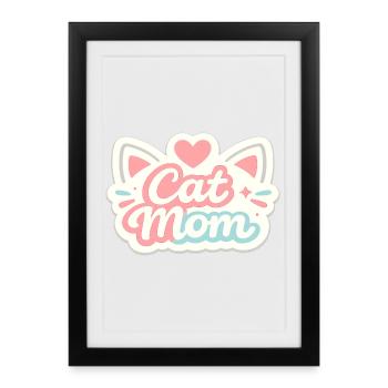 Pastel Cat Mom Motif - Framed poster (27 × 37 cm) - black - Front