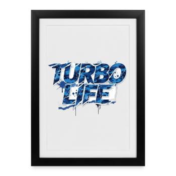 Turbo Life Blue Grey Camo Motif Men & Boys - Framed poster (27 × 37 cm) - black - Front