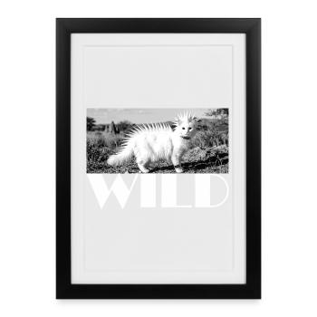 Chat punky sauvage à la crinière épineuse sauvage - Affiche encadrée (27 × 37 cm) - noir - Devant