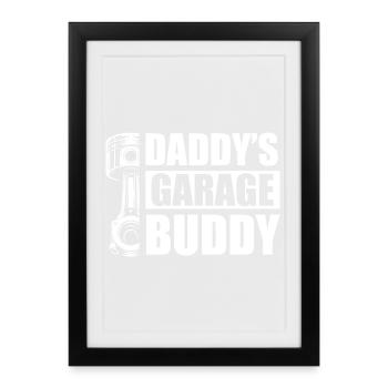 Le pote de garage de papa Amoureux de voitures mécanicien automobile - Affiche encadrée (27 × 37 cm) - noir - Devant