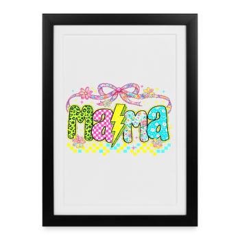 Mama Retro Flashy | Style Néon Fête des Mères - Affiche encadrée (27 × 37 cm) - noir - Devant