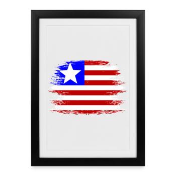 Liberia_Flagge_used - Affiche encadrée (27 × 37 cm) - noir - Devant