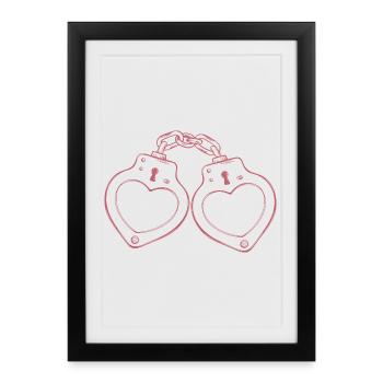 Menottes Cœur Amour - Affiche encadrée (27 × 37 cm) - noir - Devant