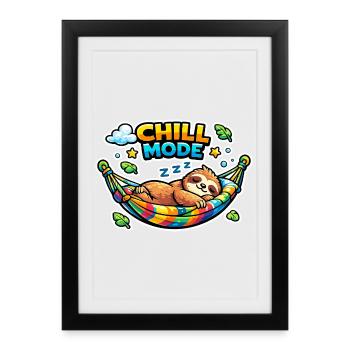 Chill mode sloth in hammock - Framed poster (27 × 37 cm) - black - Front