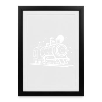 Croquis de la locomotive - Affiche encadrée (27 × 37 cm) - noir - Devant