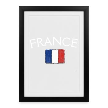 France Flag Vintage  - Affiche encadrée (27 × 37 cm) - noir - Devant