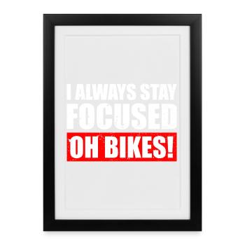 Restez toujours concentré Vélo VTT Descente - Affiche encadrée (27 × 37 cm) - noir - Devant