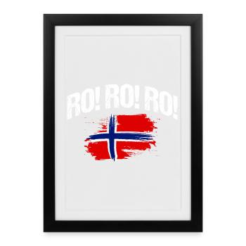 Norvège des fjords Norge Navire scandinave ro-viking - Affiche encadrée (27 × 37 cm) - noir - Devant
