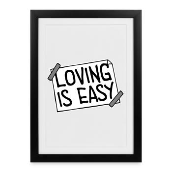 Aimer est facile Logo romantique inspirant - Affiche encadrée (27 × 37 cm) - noir - Devant