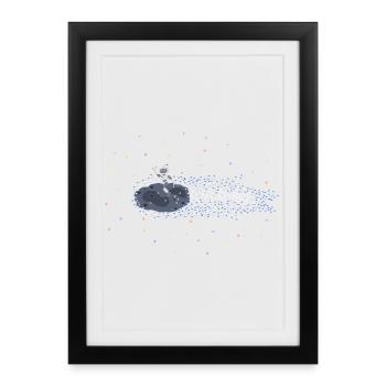 Robot on Meteoroid - Framed poster (27 × 37 cm) - black - Front