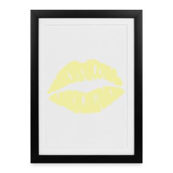 Bouche qui embrasse Pastel PopArt - Affiche encadrée (27 × 37 cm) - noir - Devant