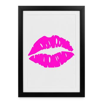 Lip Kiss Neon Pink - Framed poster (27 × 37 cm) - black - Front